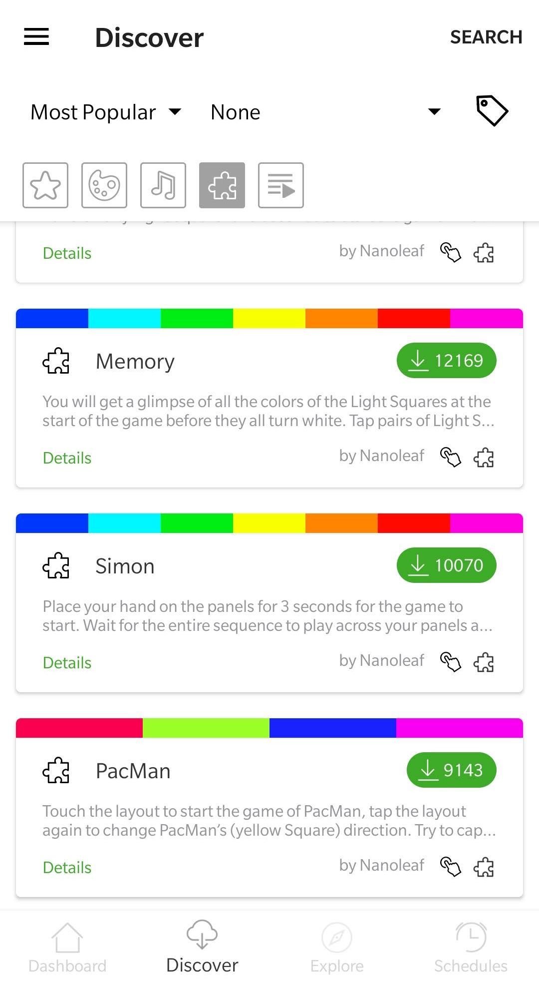 Nanoleaf Smarter Series App Discover tab