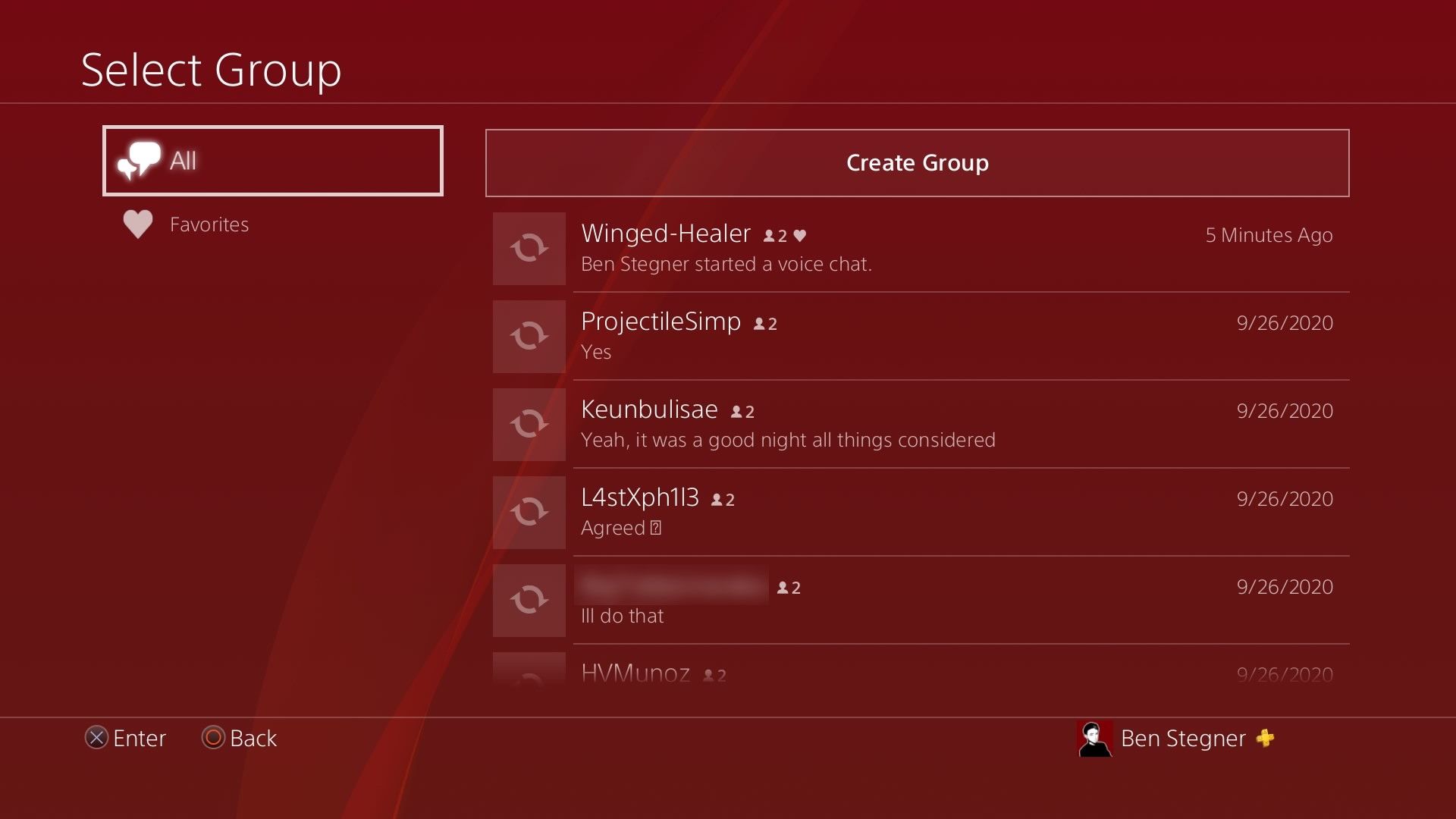 PS4 Select Group for Party