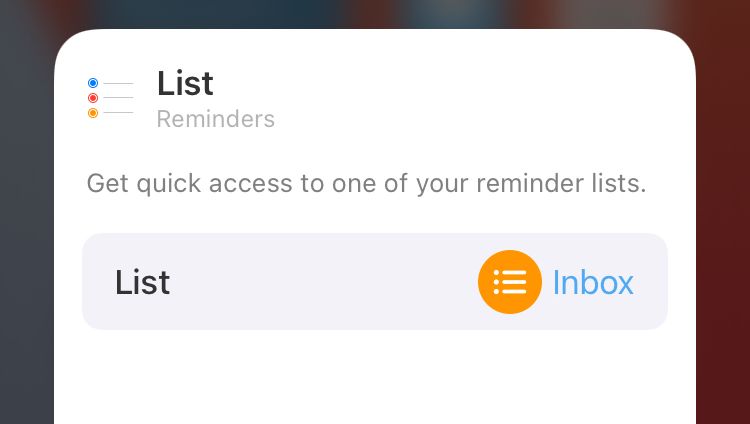 Reminders widget settings on iPhone