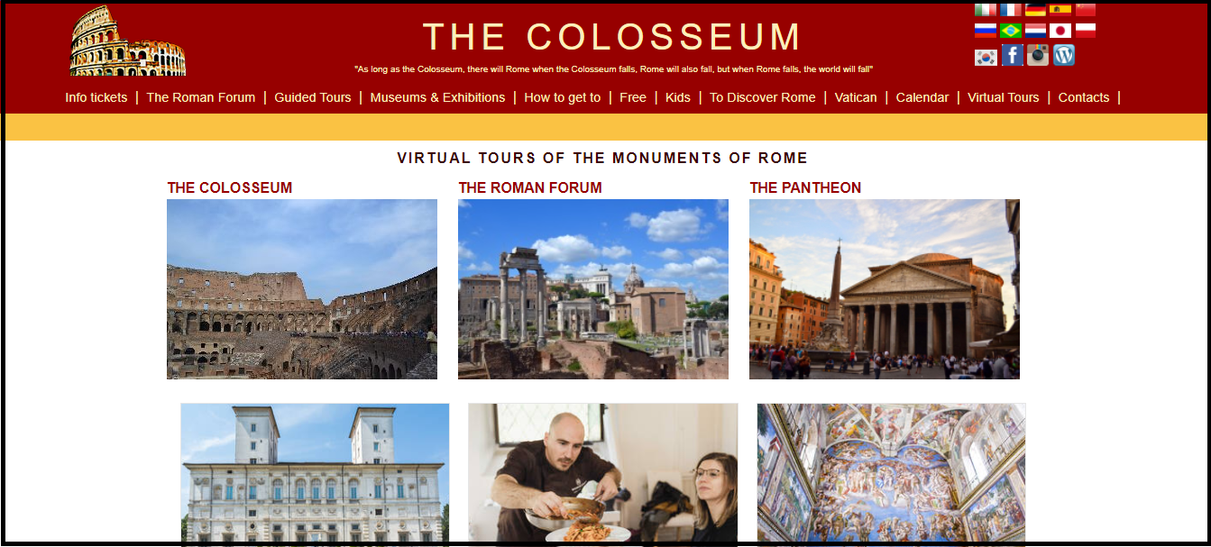 Virtual Tours of Rome homepage