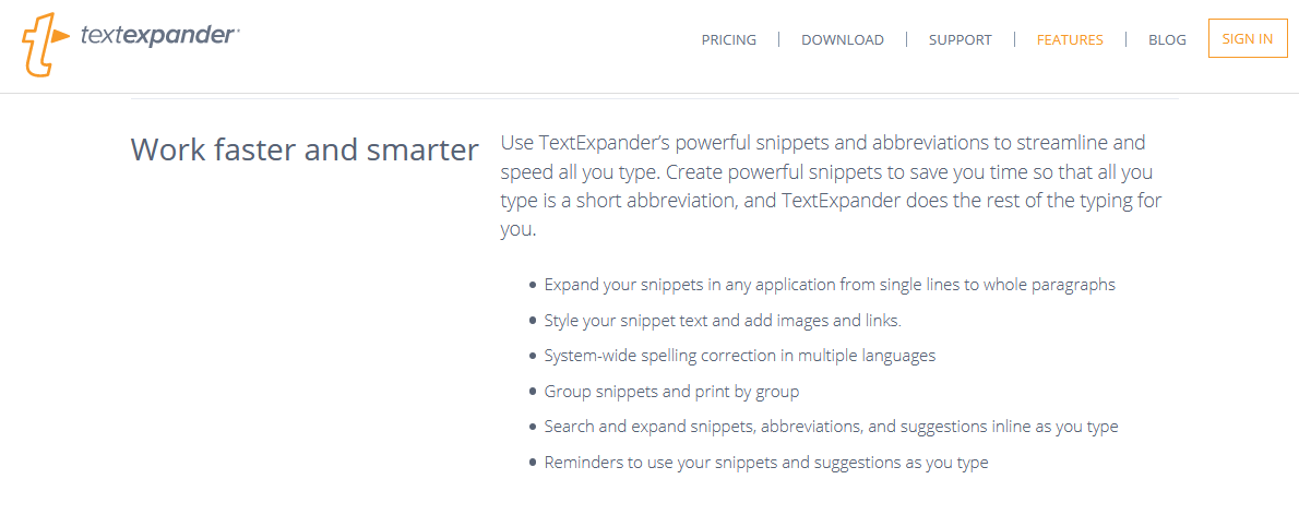 Textexpander software features