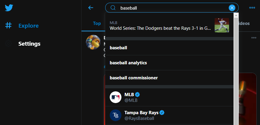 Twitter search example