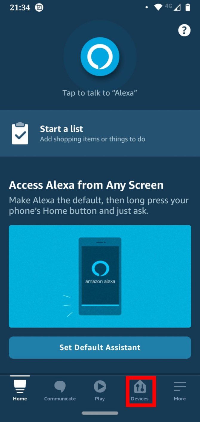 Selecting Devices in the app