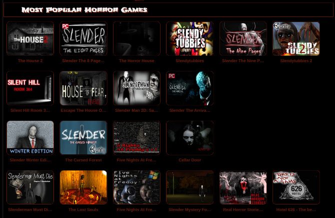 Dark Horror Games hosts a variety of scary games to play in your browser