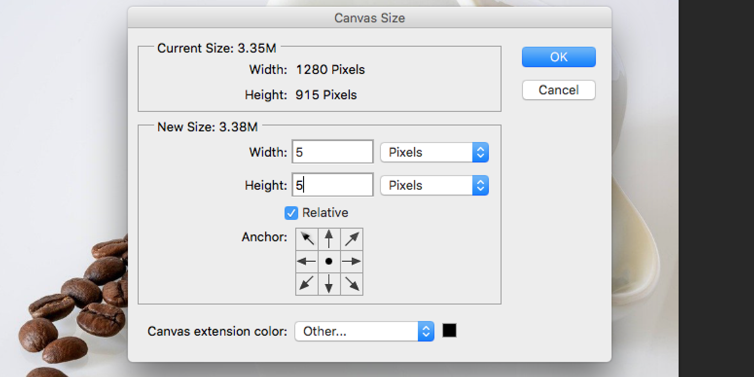 Change the canvas size for your photo
