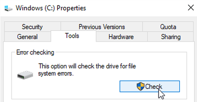 Run CHKDSK through File Explorer