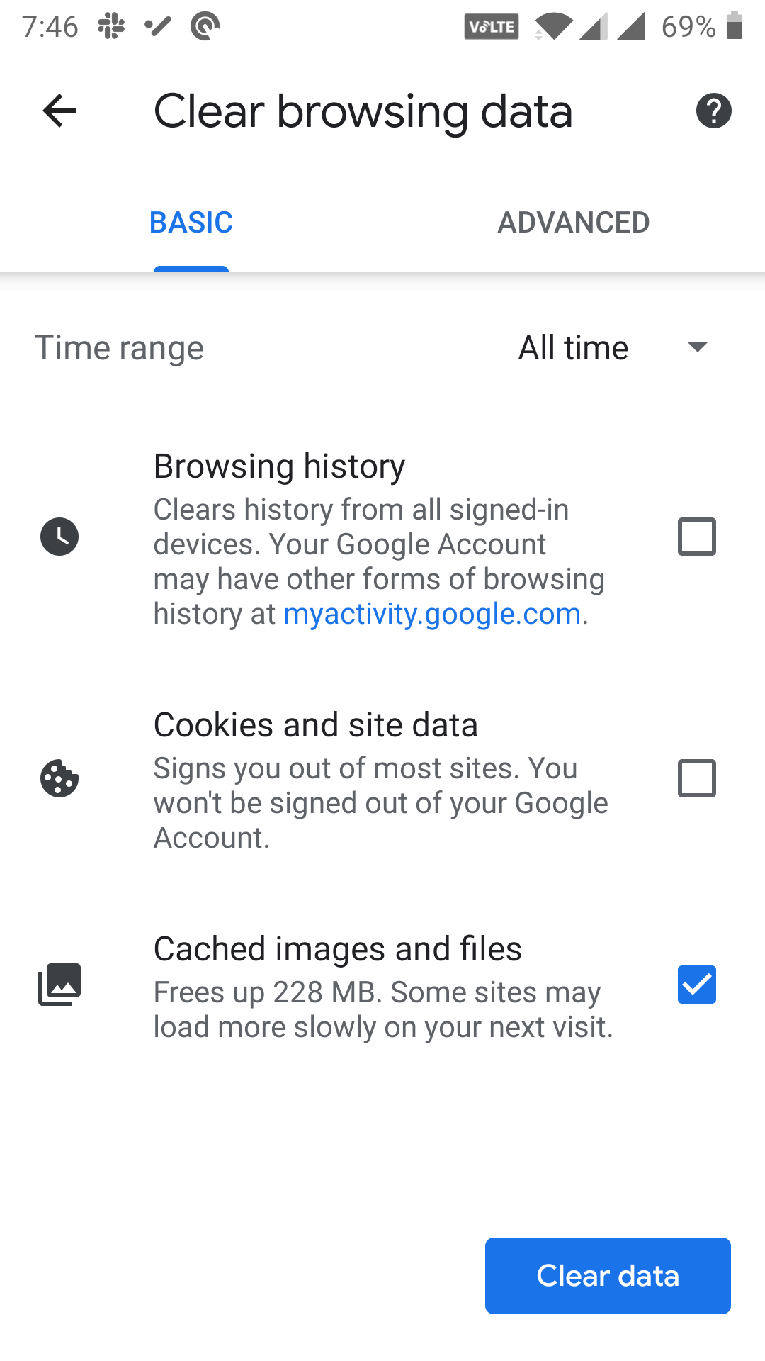 Clear cache in Chrome for mobile