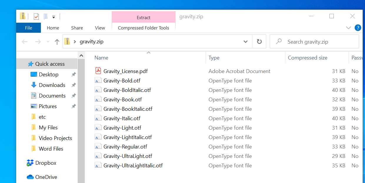 Downloaded font files