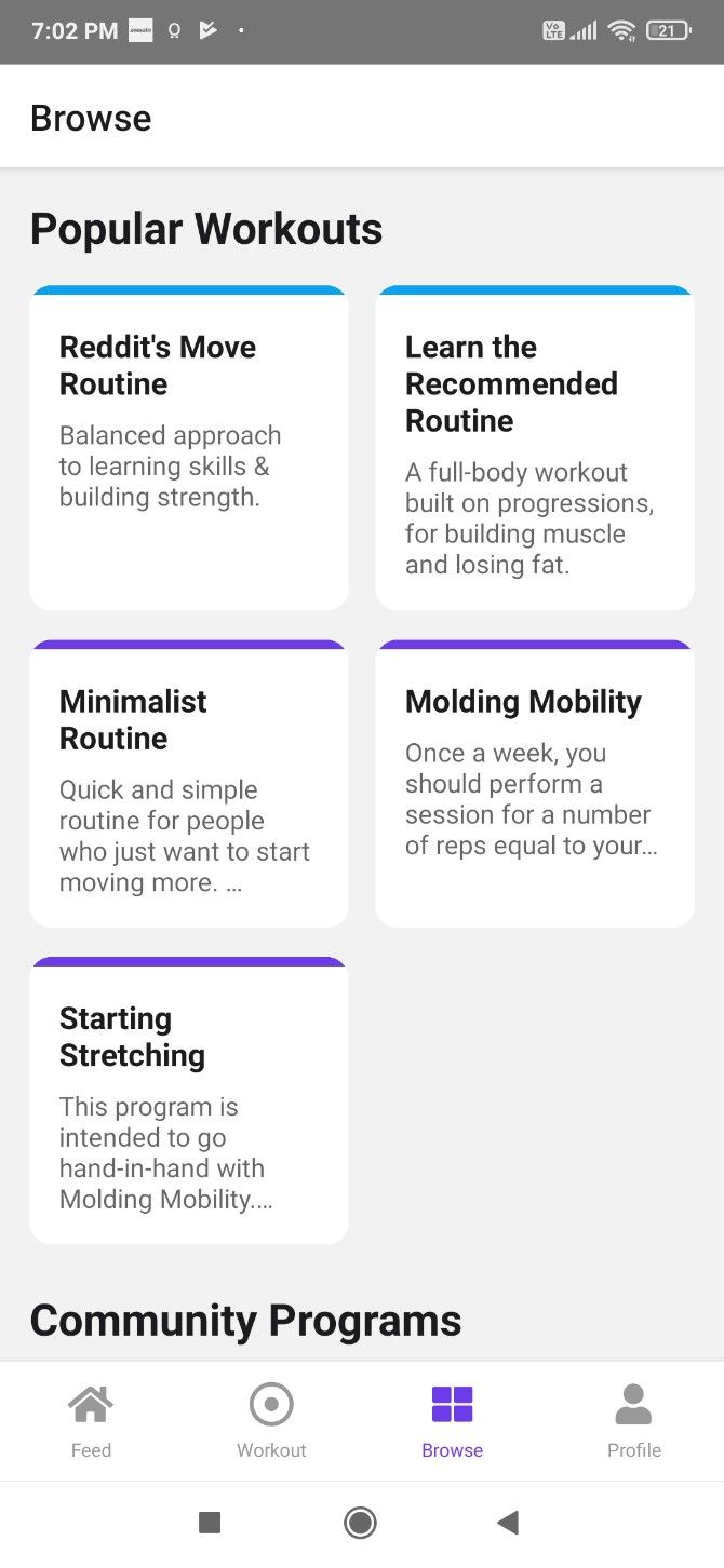 Fitloop offers free bodyweight exercise routines curated by Reddit and other communities