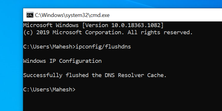 Flush DNS on Windows