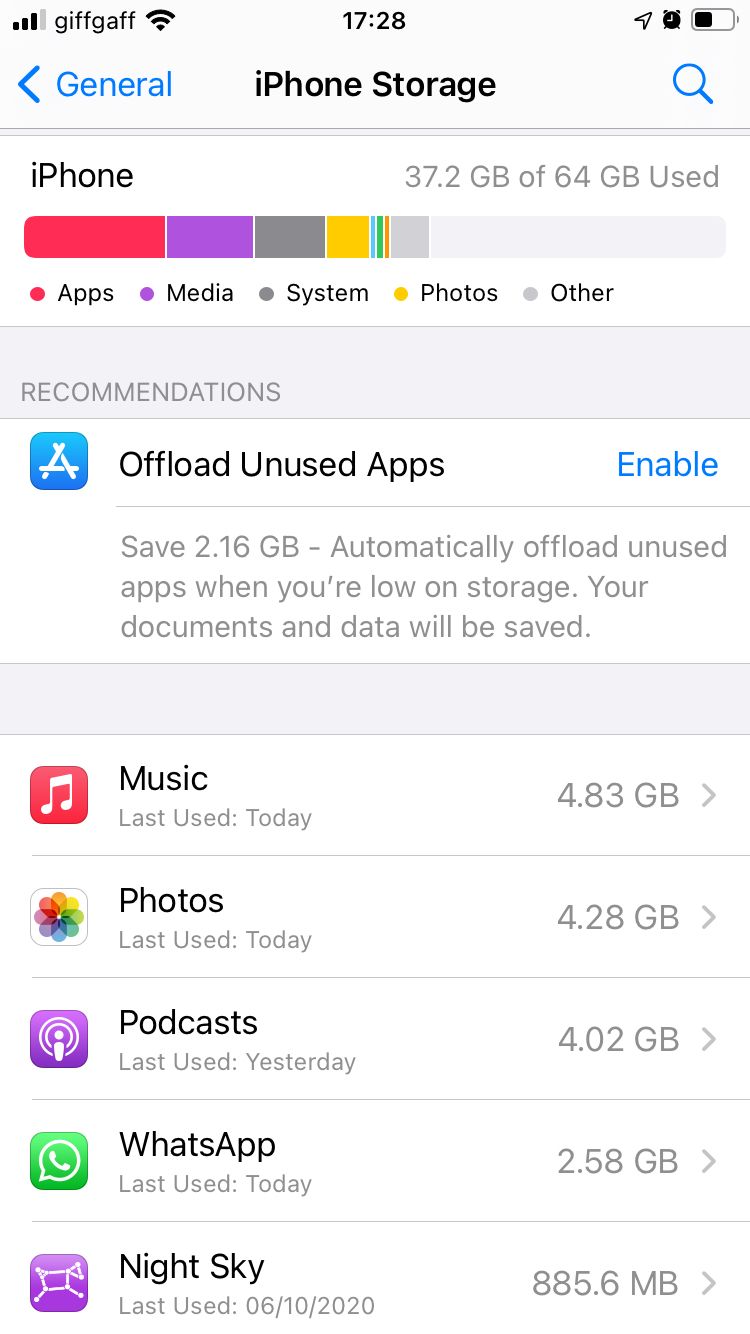 iPhone Storage Usage settings2