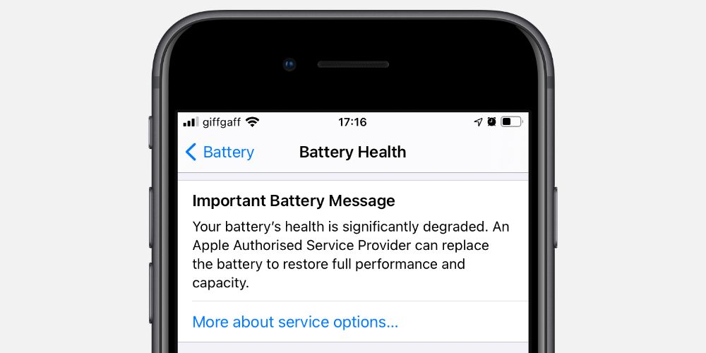 iPhone with Battery Health warning