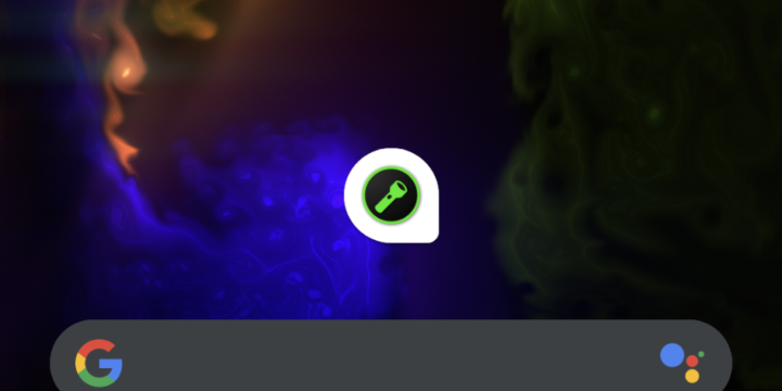 the android shortcut bar with a flashlight icon