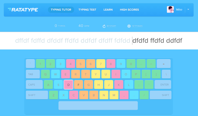Ratatype is a step-by-step course that will teach you touch-typing online for free, and give you a certificate