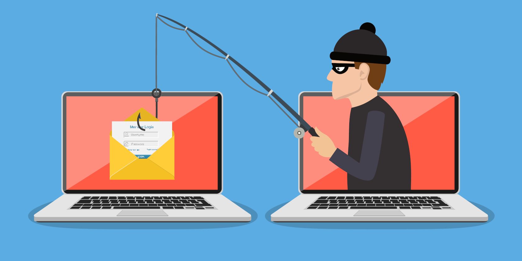 A thief stealing data using phishing