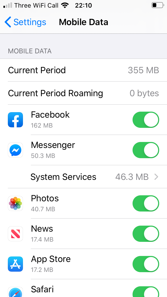 Reduce mobile internet data on iPhone