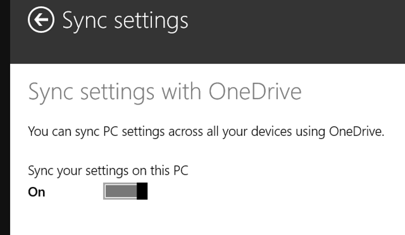 Disable sync settings in OneDrive on Windows 8