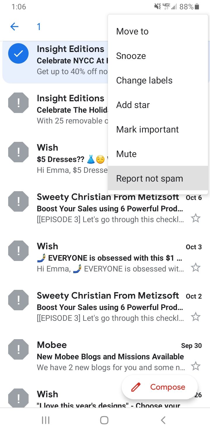 Report Not Spam Gmail