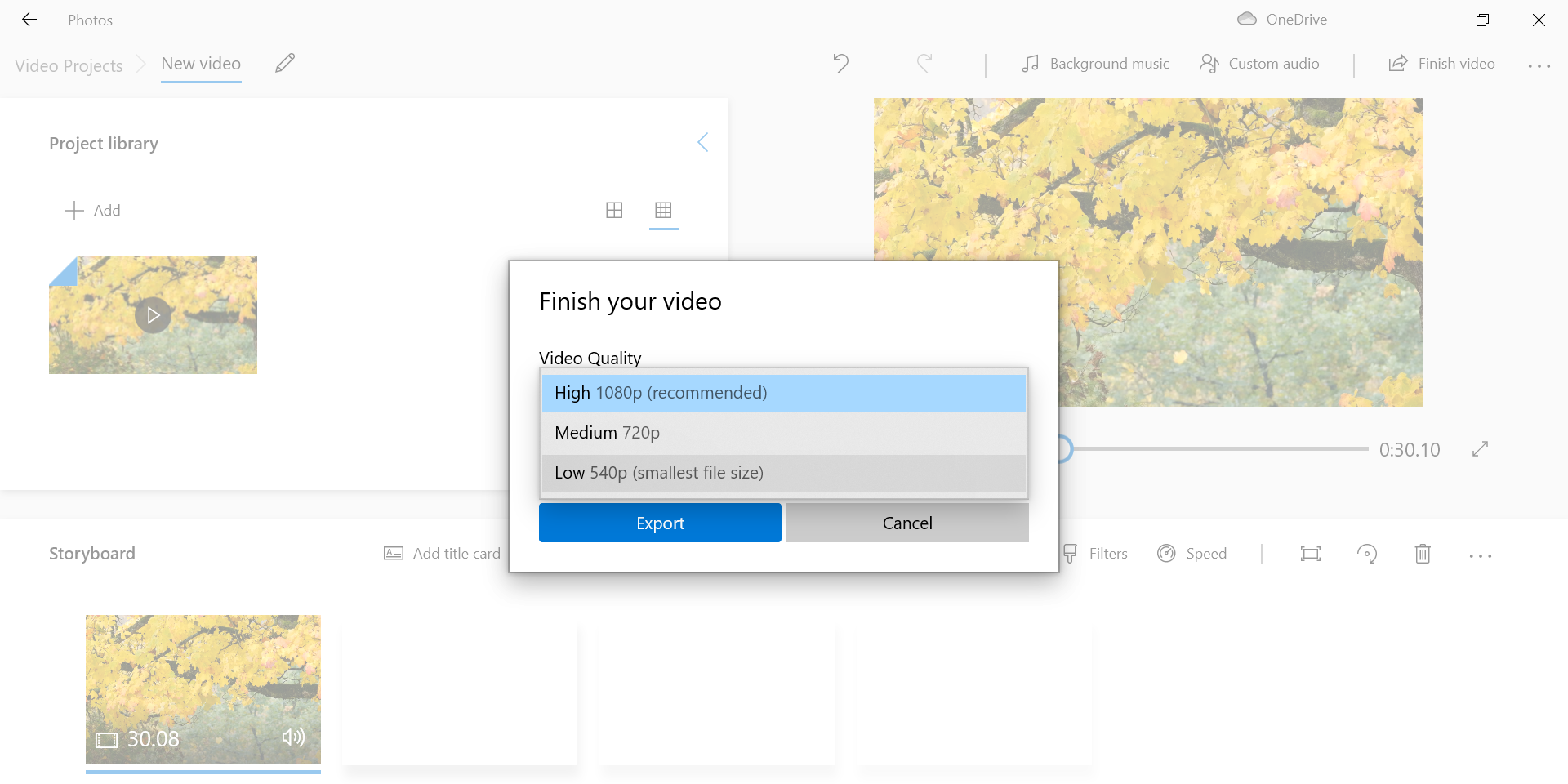 Reduce video size with the built-in Video editor