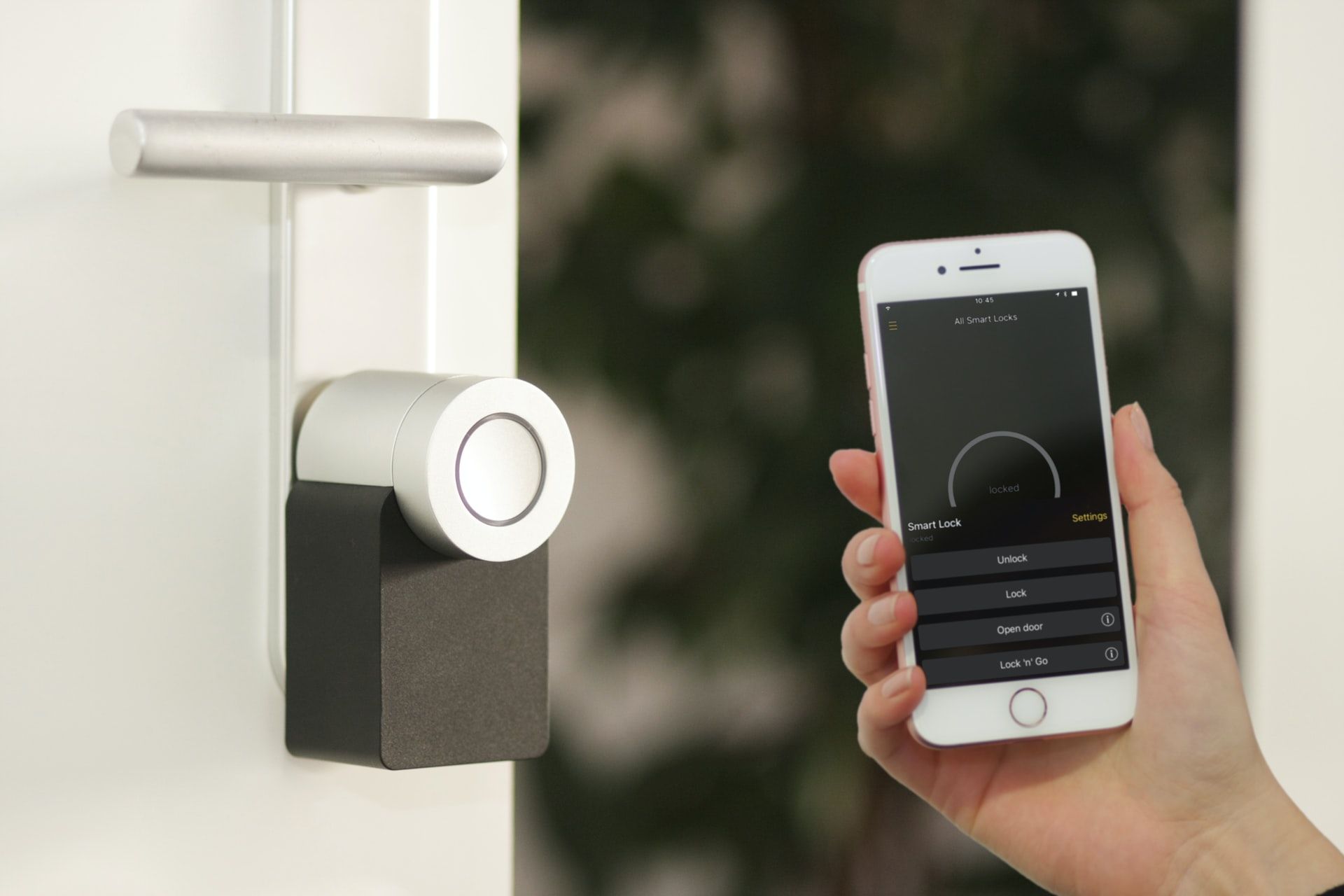smart lock being opened by a smartphone