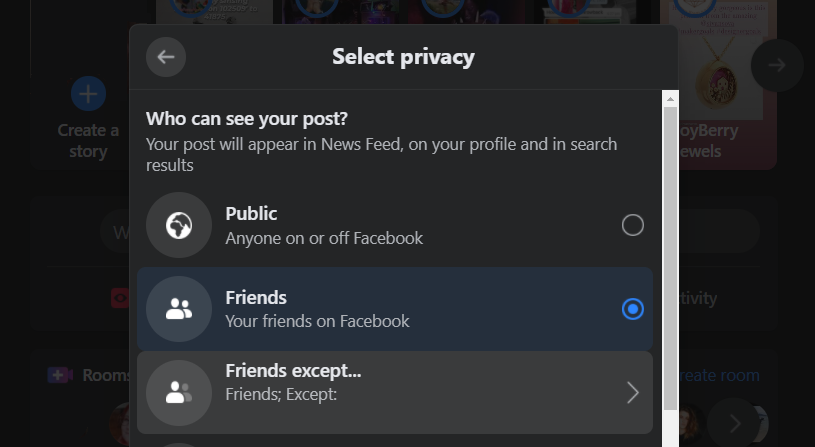 select individual post privacy facebook