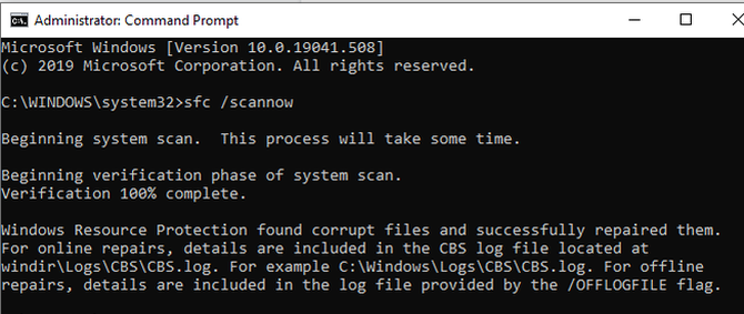 اسکن SFC برای فایل های خراب