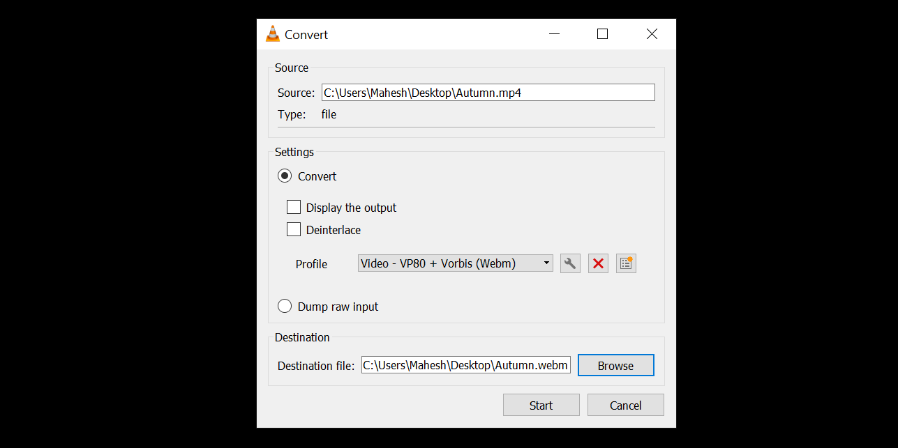 Shrink a video using VLC
