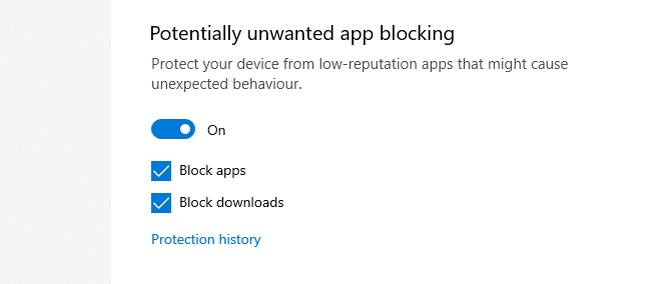 Windows Security blocks PUPs