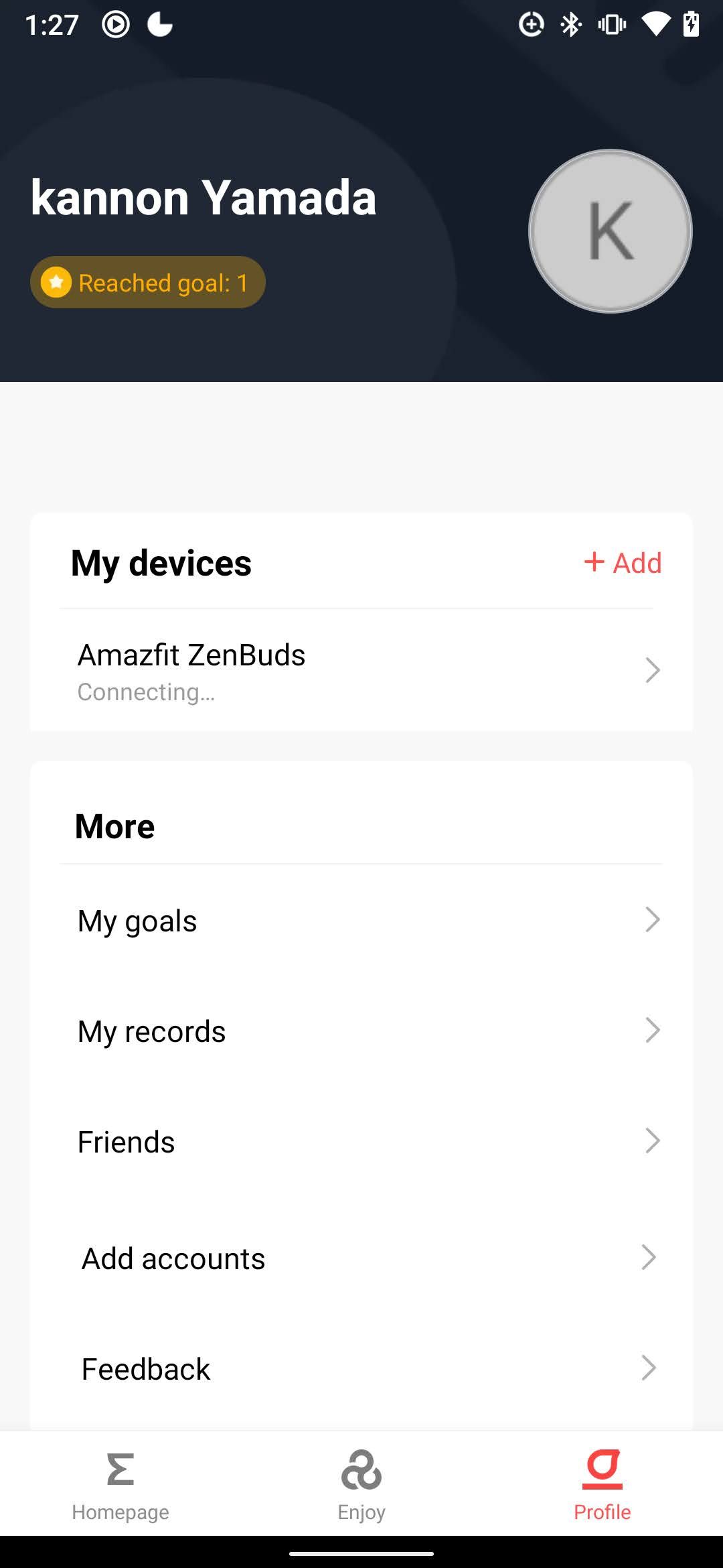 zenbuds setup screenshot profile