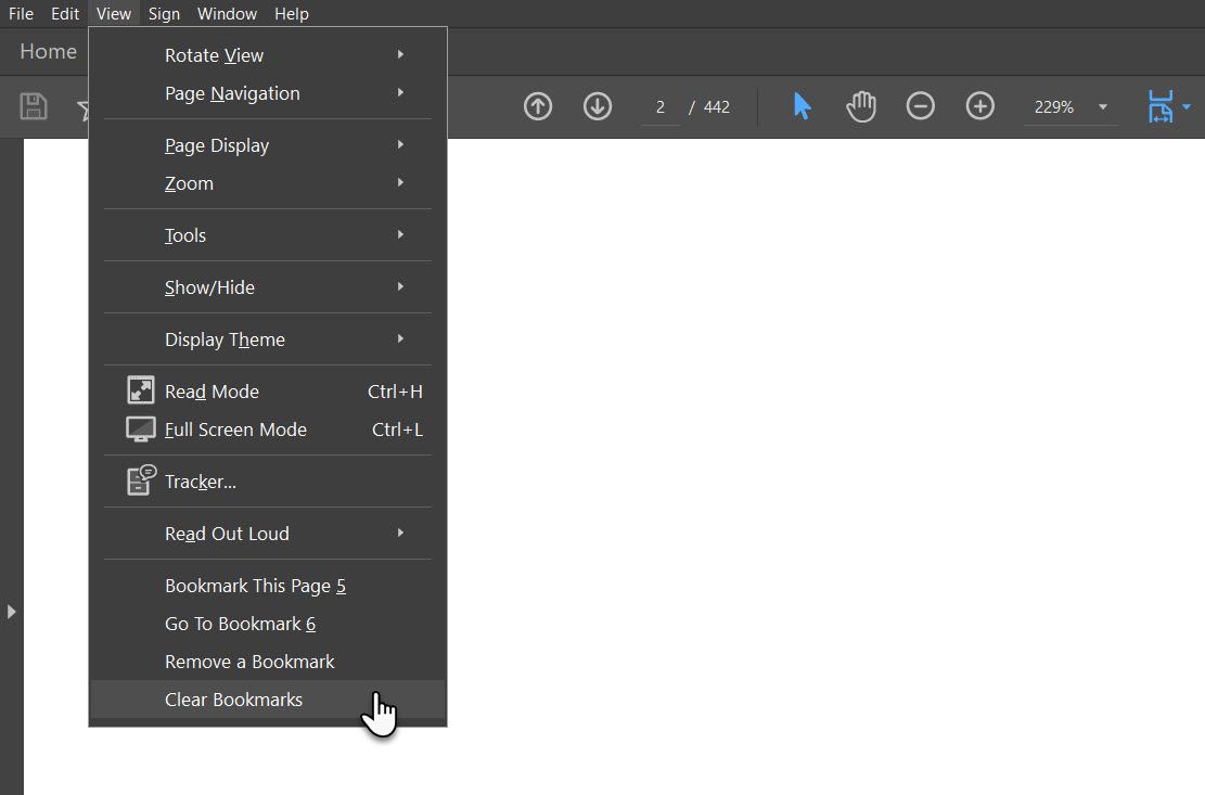 how to create a bookmark in adobe acrobat pro for a page