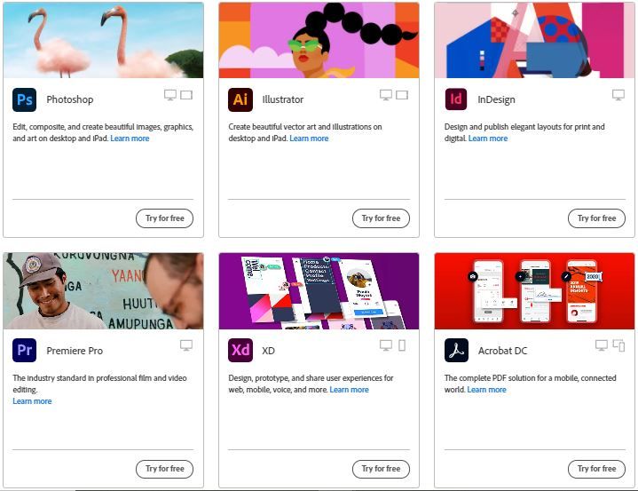 Access to Adobe's editing software packages are subscription-based.