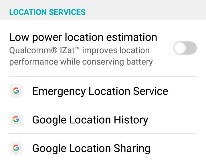 Android Location Services settings