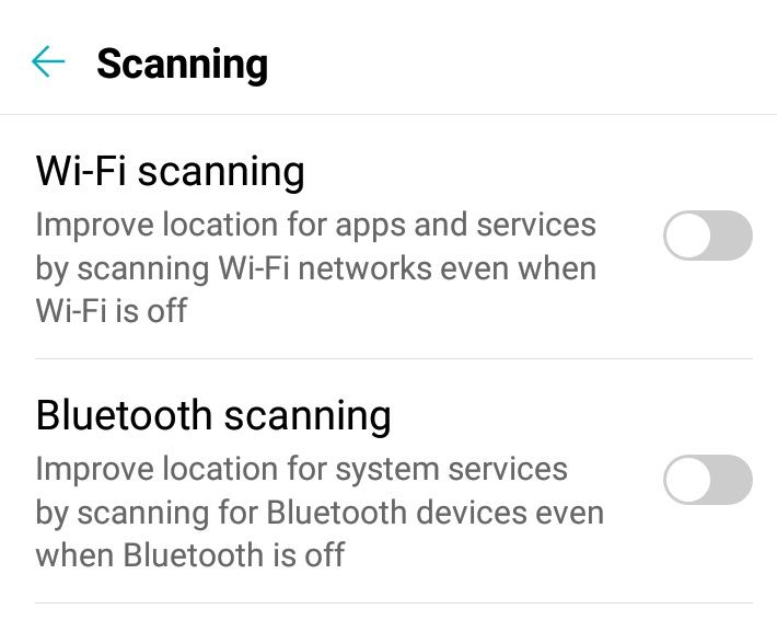 Enabling and disabling network scanning on Android