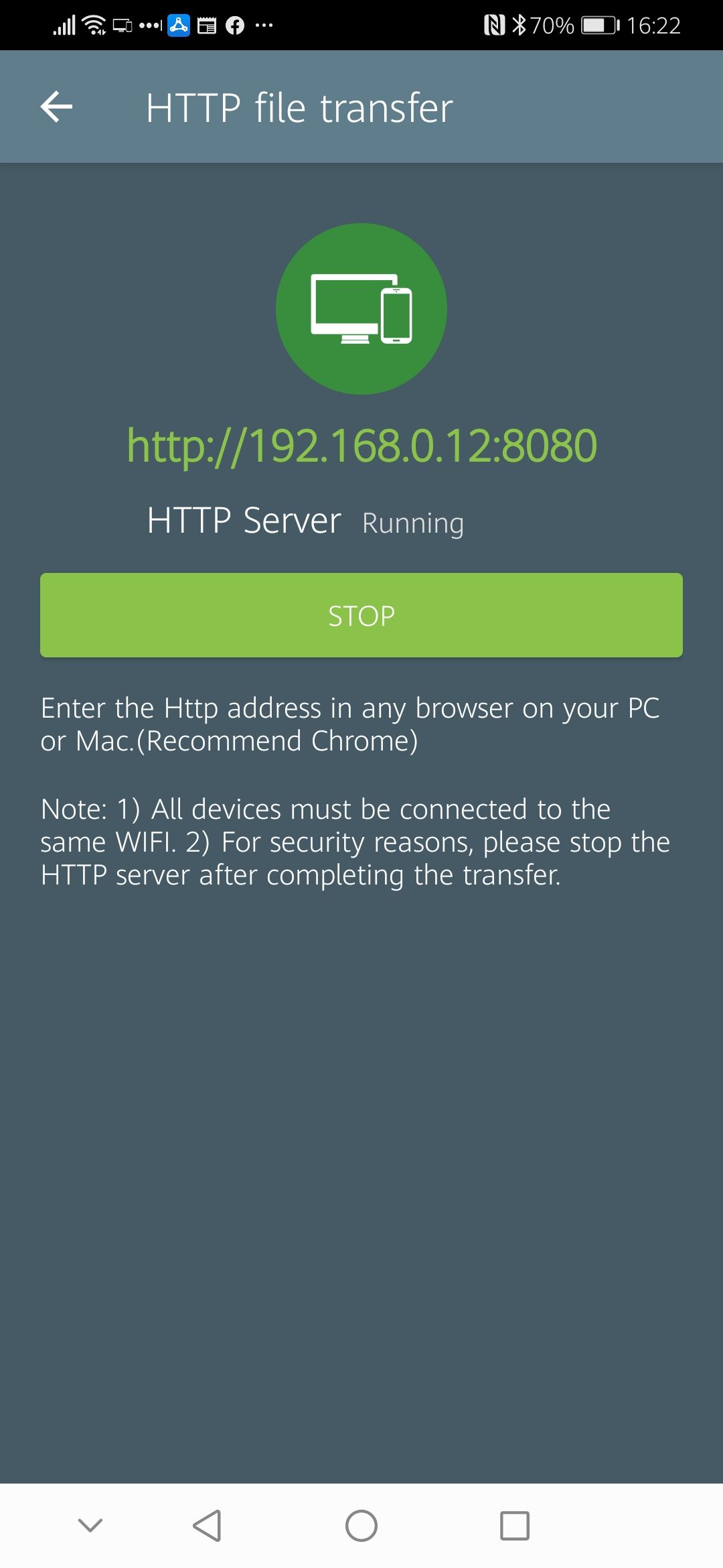 Easy Share for Android HTTP server