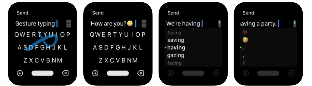 Screenshot of FlickType Keyboard Apple Watch App