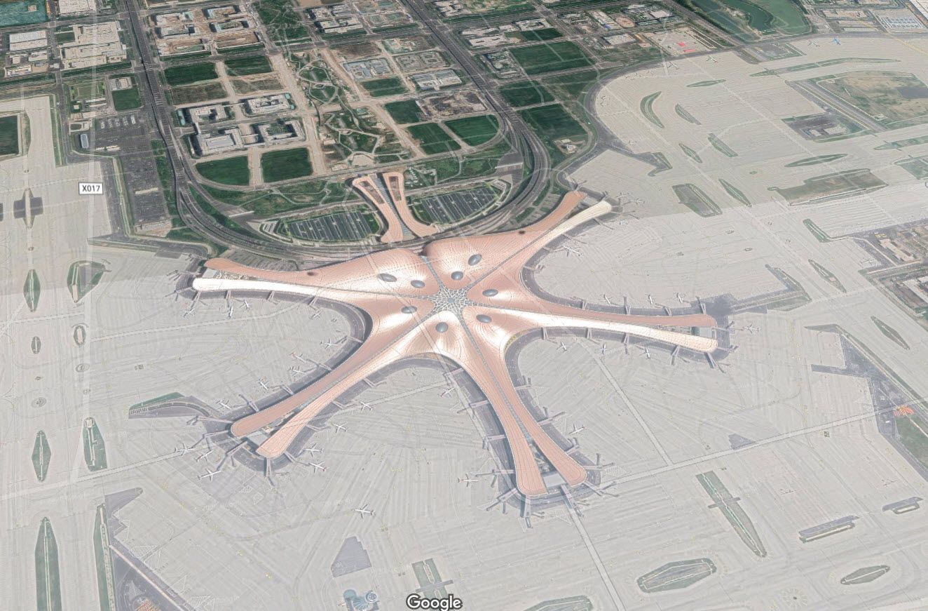 Google Maps Satellite View of Daxing International Airport
