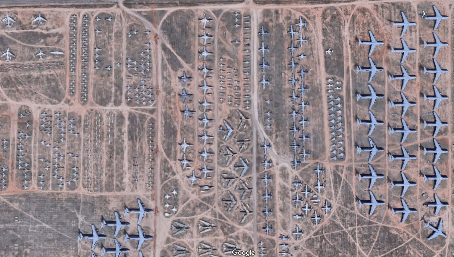Google Maps Satellite View of Plane Graveyard