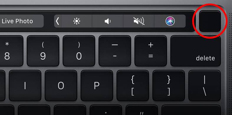 botão de alimentação do MacBook Pro