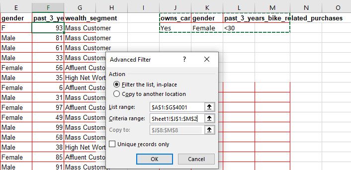 Place your cursor within the criteria range and highlight the entire criteria data