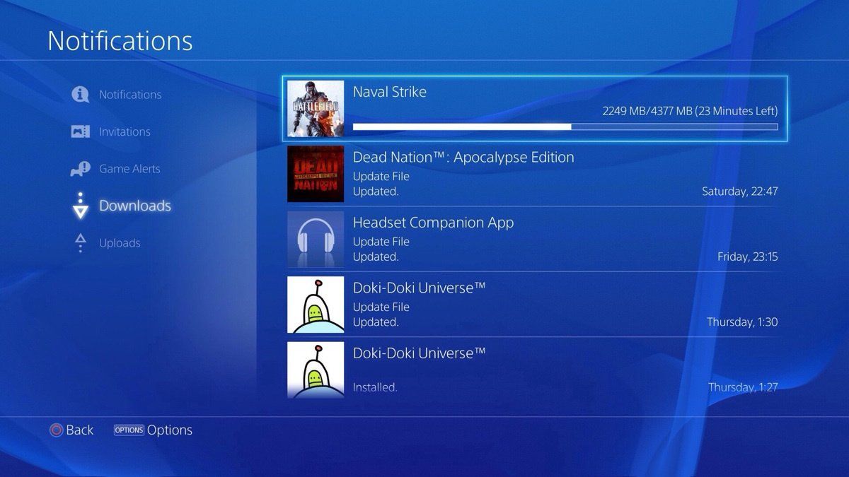 PlayStation download screen