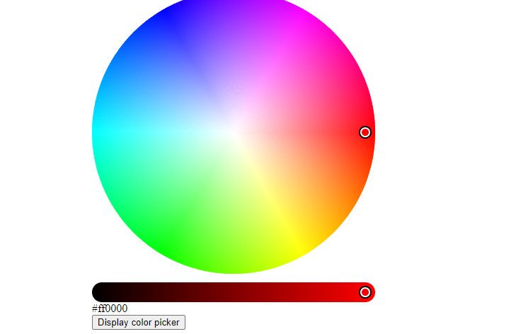 Result of the color selector API code