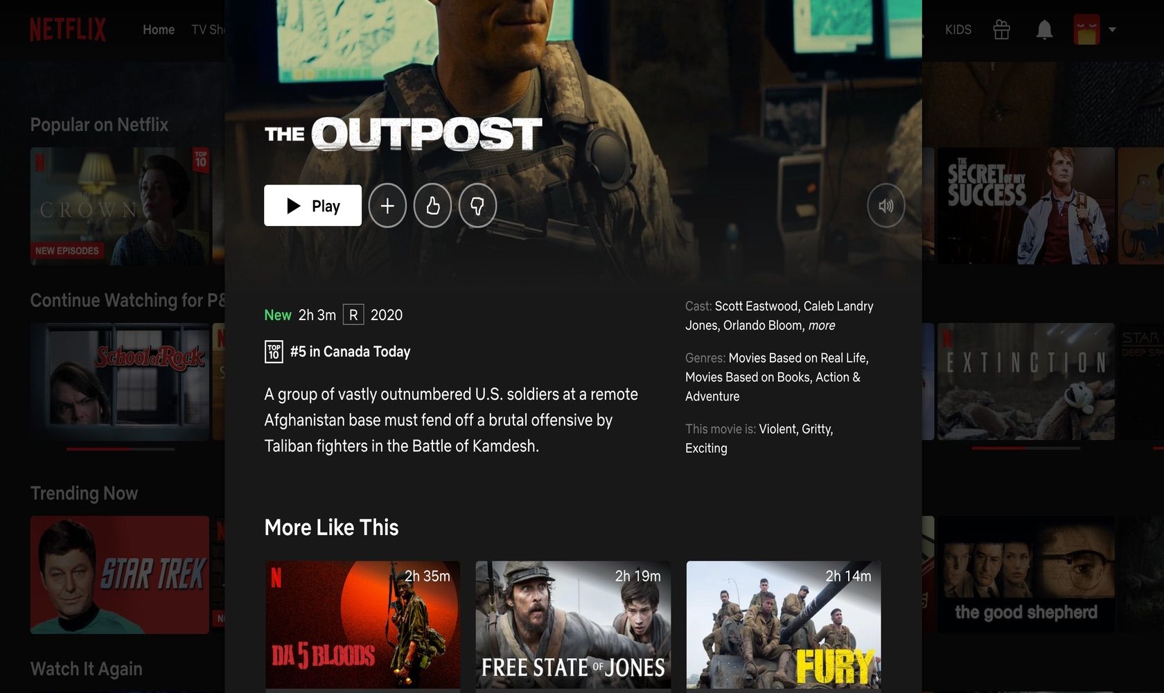 screenshot of Netflix screen