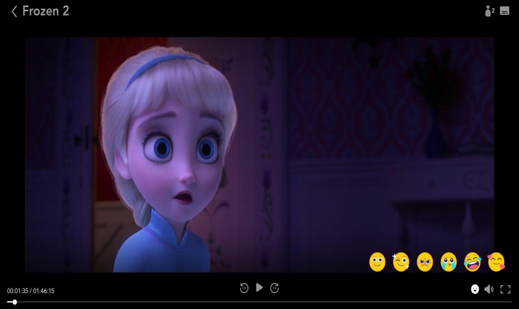 Screenshot of Disney+ GroupWatch emojis
