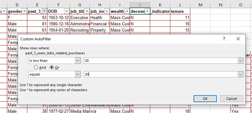 Setting less than or equal to in number filter