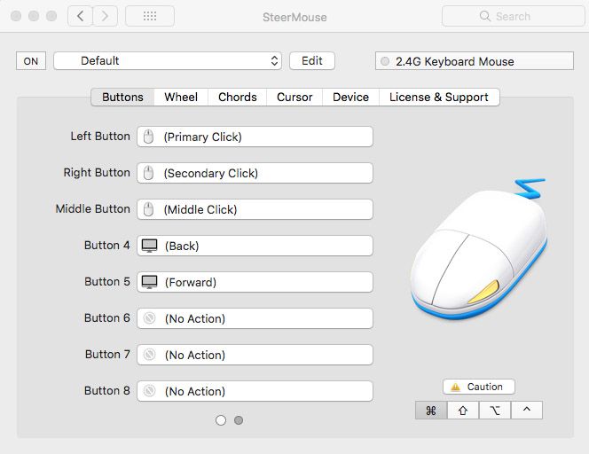SteerMouse for Mac options