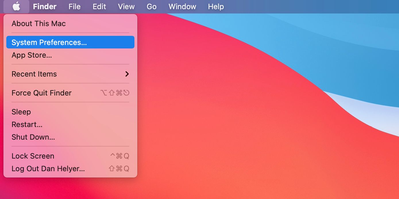 System Preferences option in Apple menu on Mac