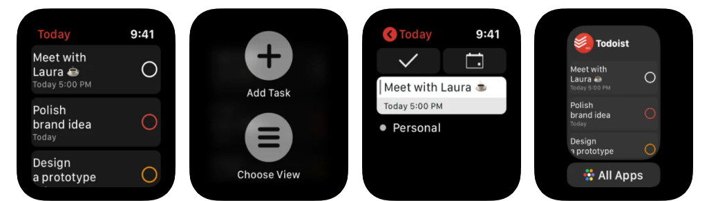 Screenshot of Todoist Apple Watch App