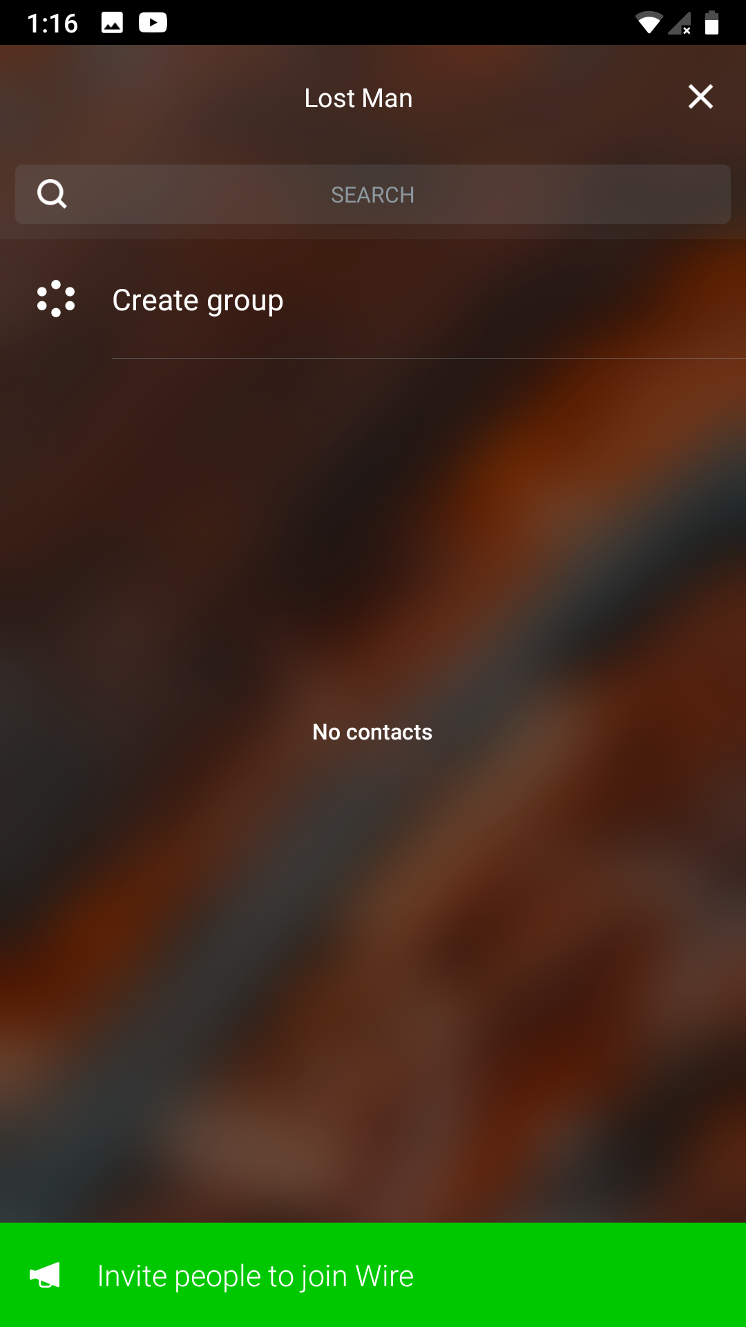 Wire's group chat creation screen