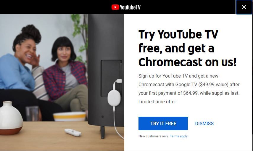 YouTube promotions for its paid content, as well as other Google goods and services.