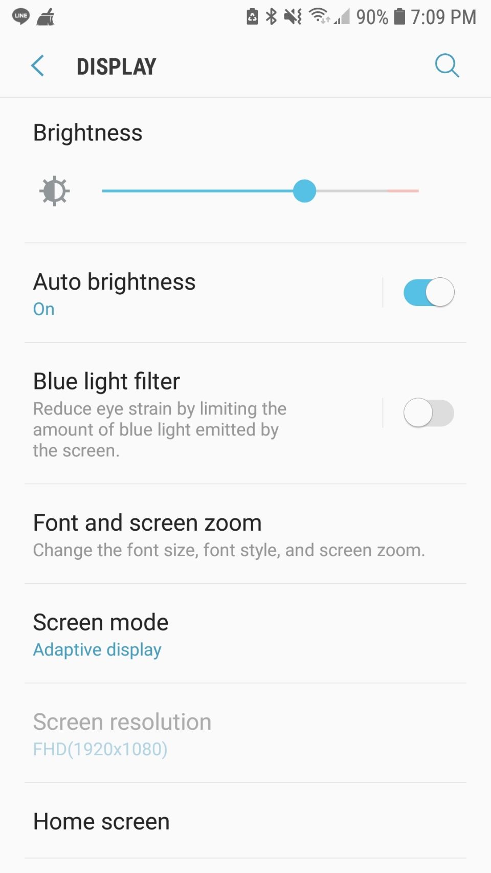 android galaxy display settings